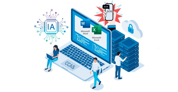 Illustration ordinateur portable et data center