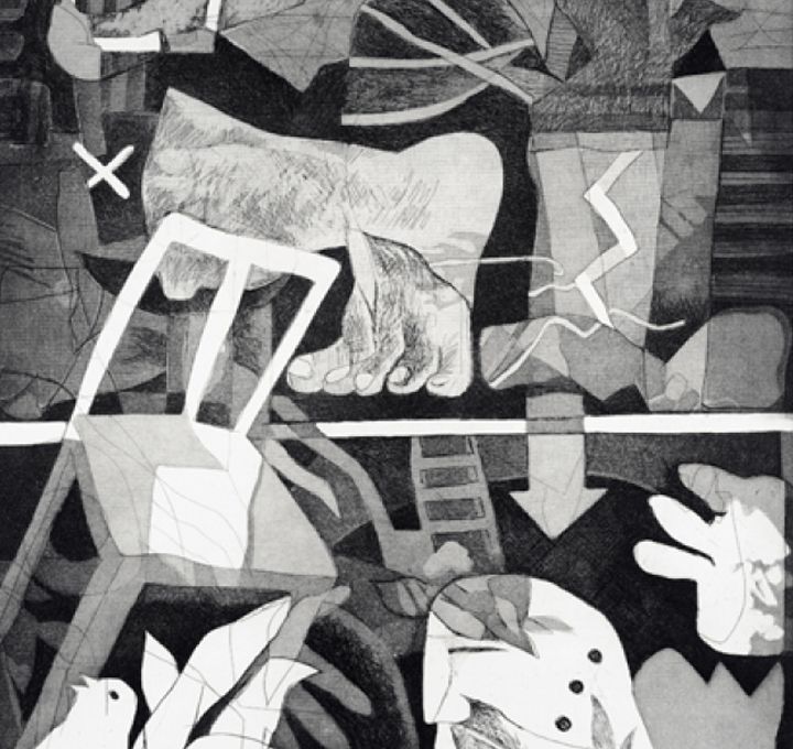 Peinture en noir et blanc esprit Guernica