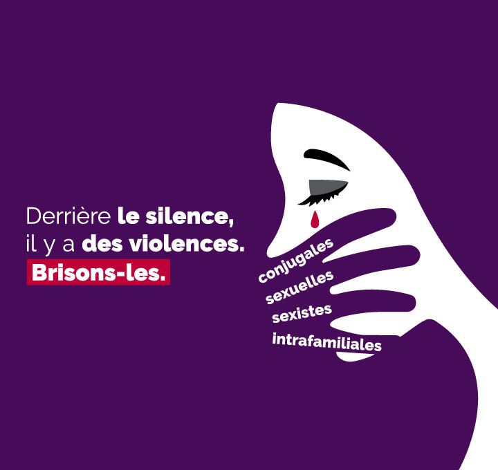 Illustration : profil d'une femme, main devant la bouche, larme de sang