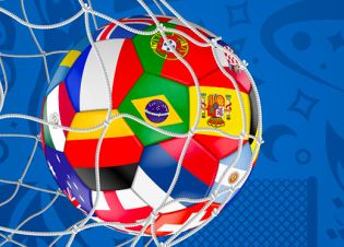 Un ballon de foot fait de drapeaux des nations