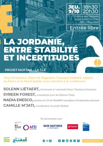 Affiche de la conférence sur la Jordanie portée par l'IReMMO