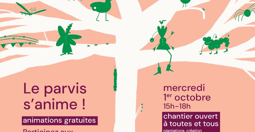 Illustration un arbre blanc avec de petits animaux verts sur les branches
