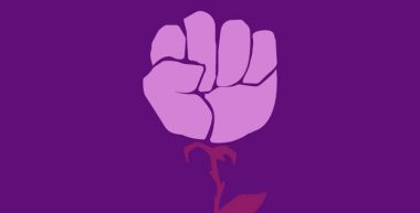 Sur un fond violet, un point en forme de rose