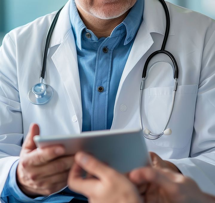 Gros plan d'un stétoscope au cou d'un docteur