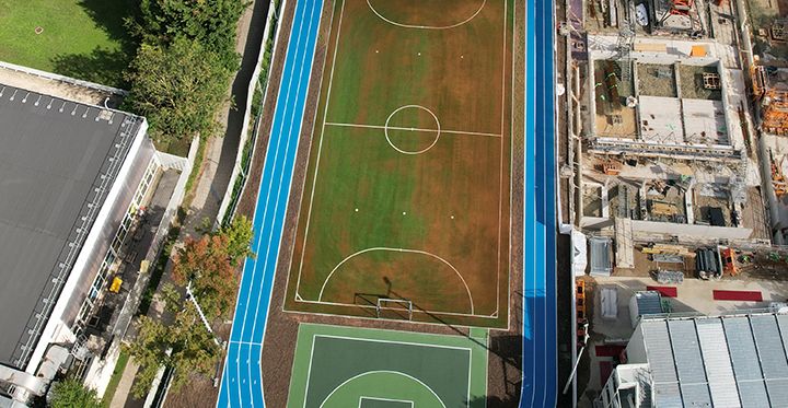 Vue aérienne du nouveau stade des Malassis